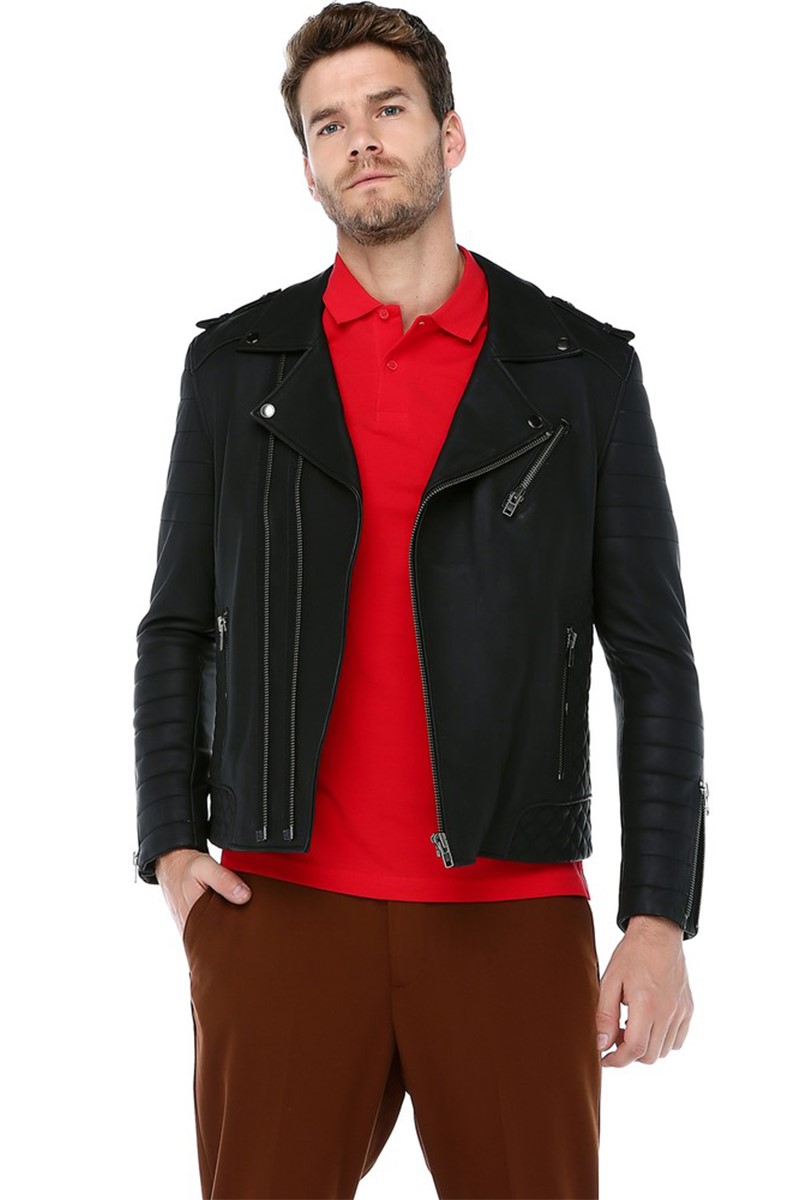 Muška jakna od prave kože E-1080 - crna #318237