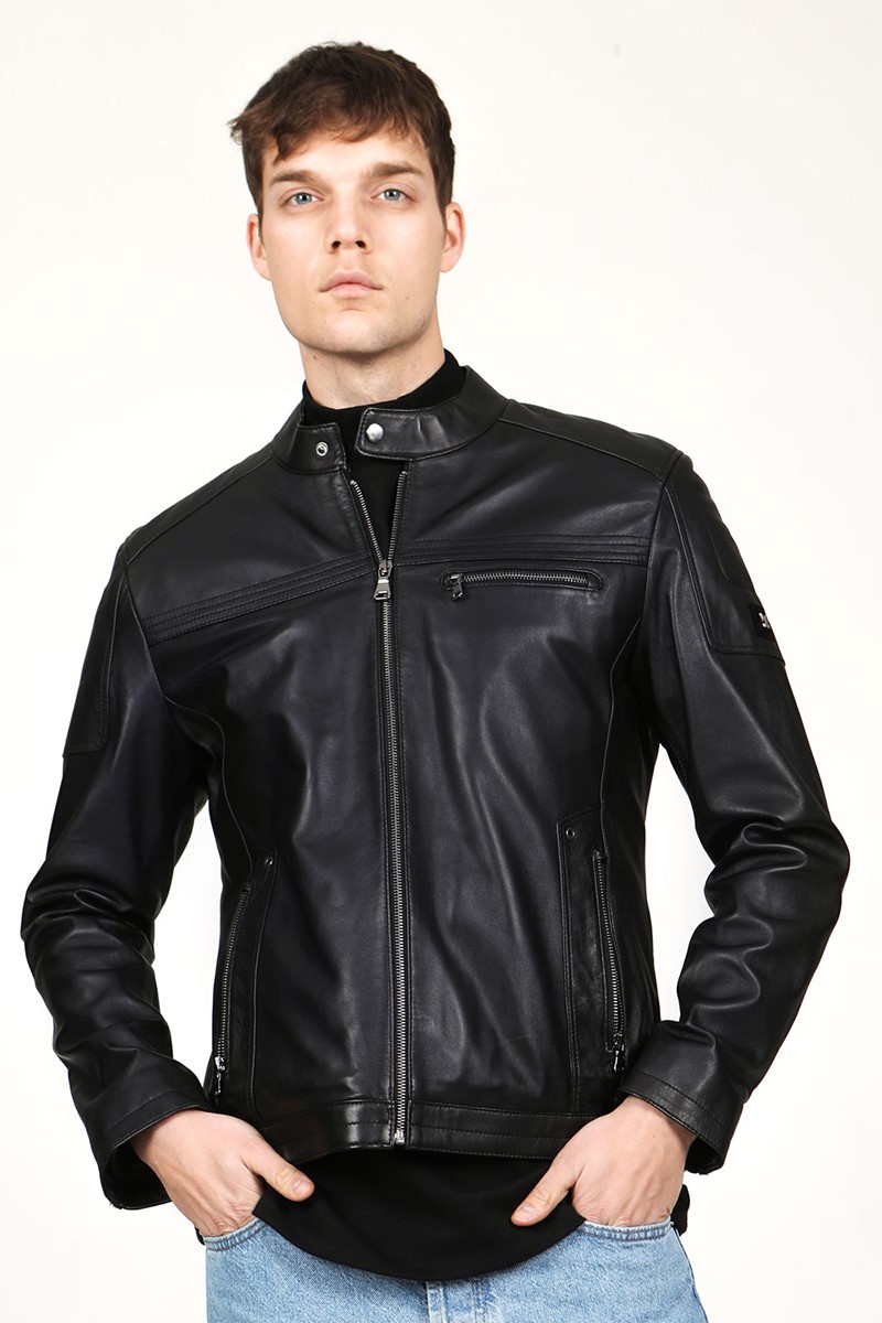 Men's Real Leather Jacket - Black #317686