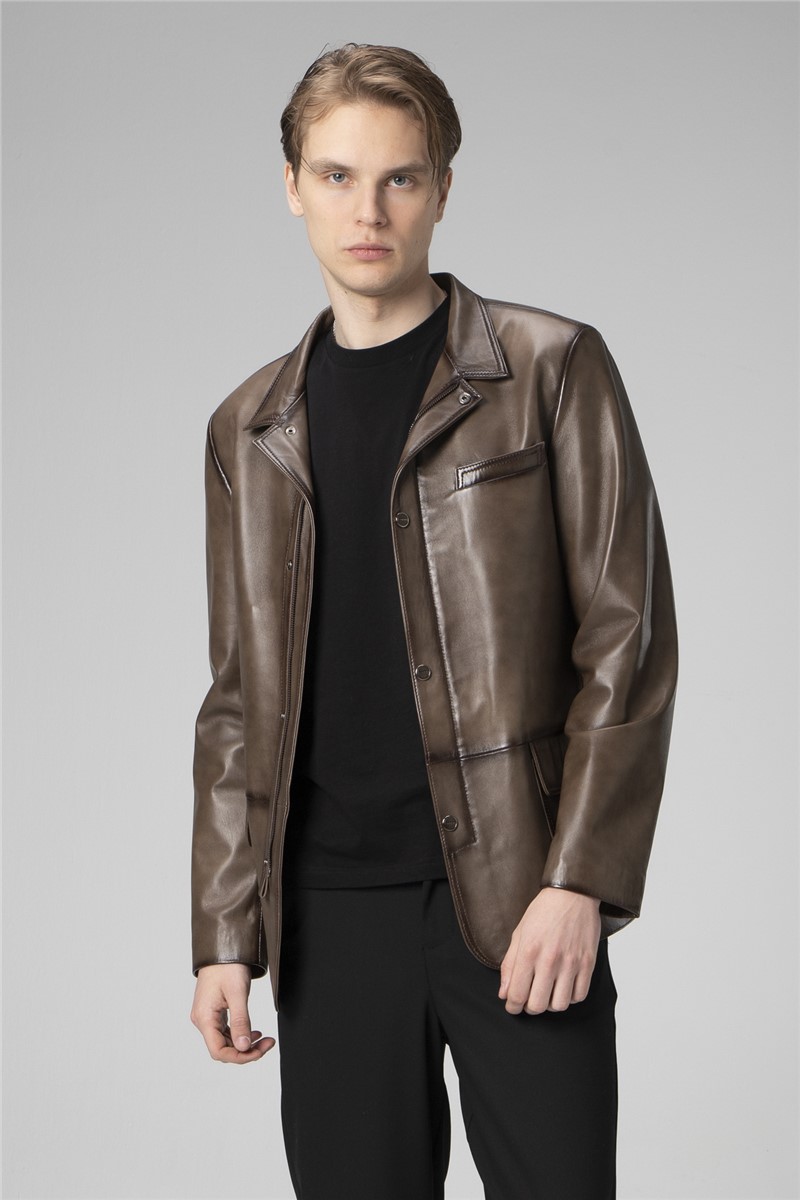 Men's Genuine Leather Jacket E1031/1 - Mink #358846