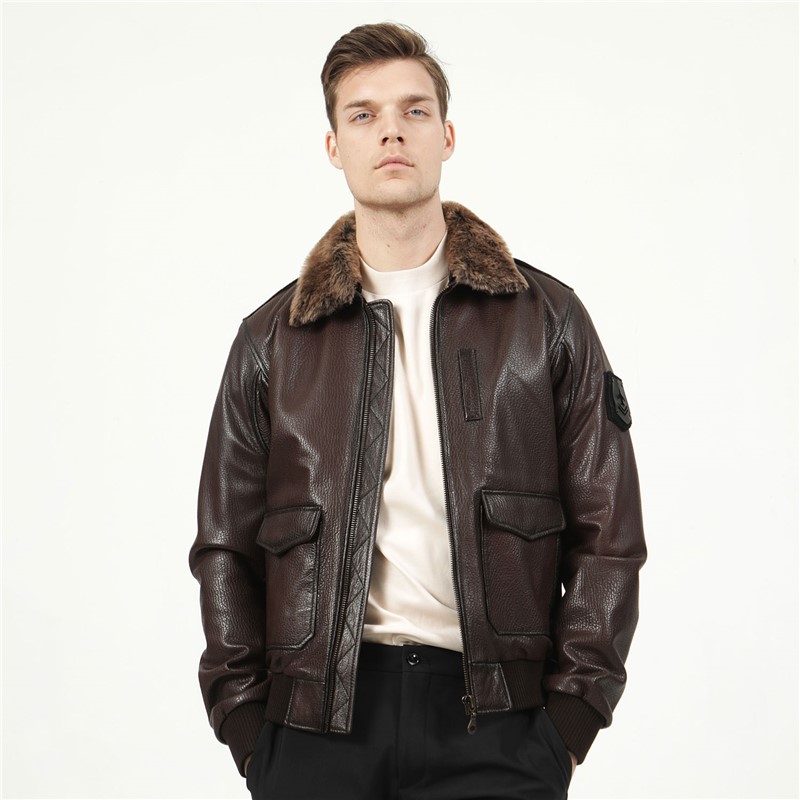 Men's Real Leather Jacket - Dark Brown #318393