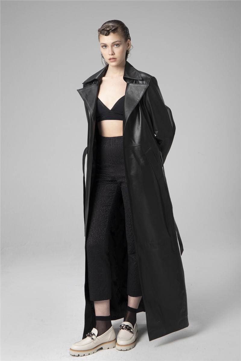 DERİCLUB Women's Genuine Leather Slipper WM030 - Black #358215