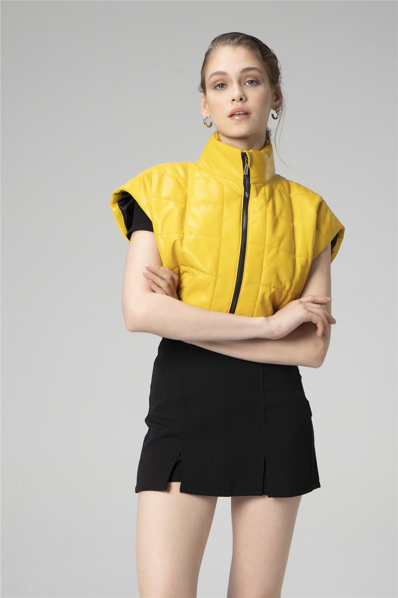 Women's Genuine Leather Vest WM054 - Yellow #334711