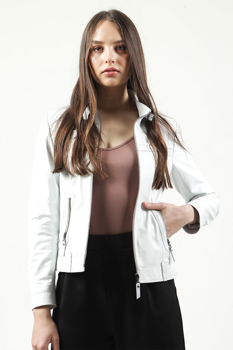 Ženska kožna jakna YB-2028 - Bijela 319307