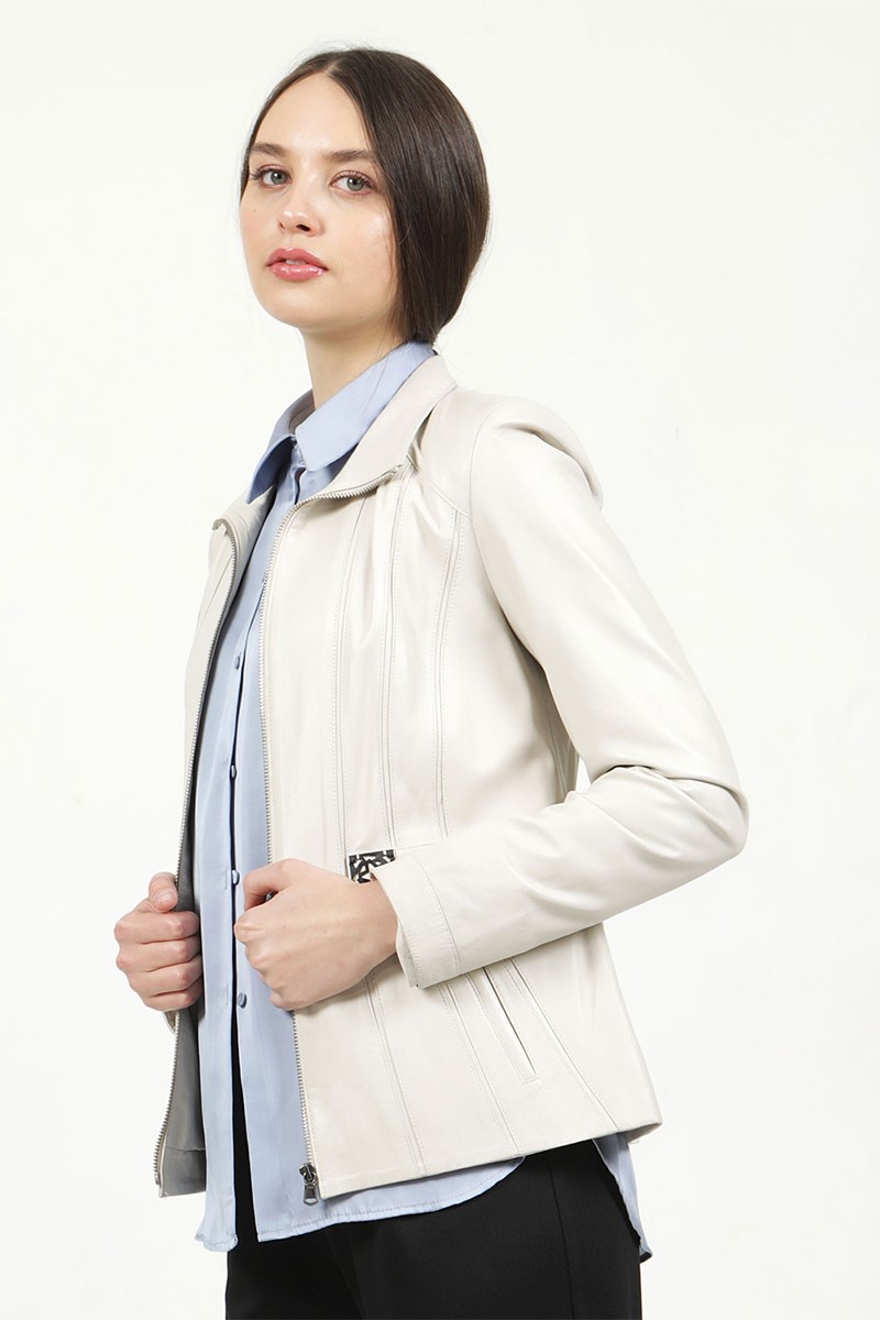 Women's leather jacket YB-2129 - White #318849
