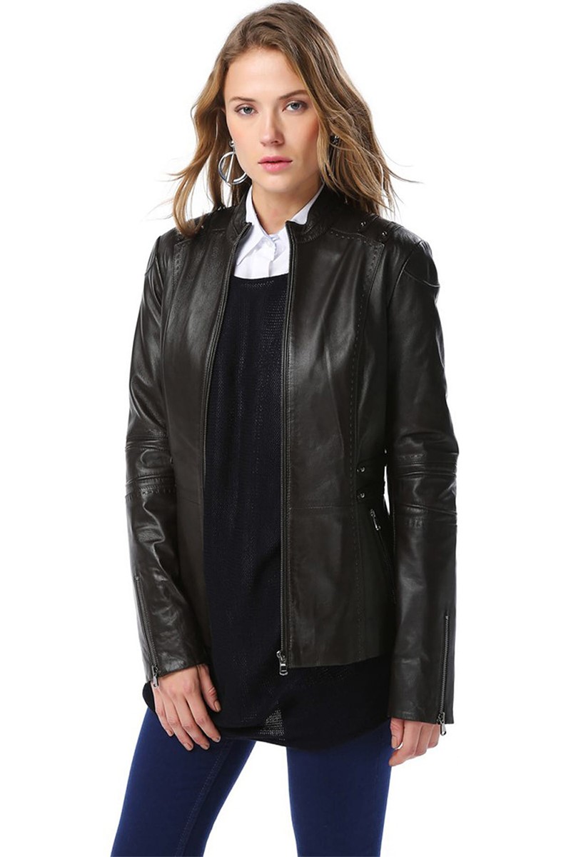 Women's leather jacket YB-2153 - Black #317988