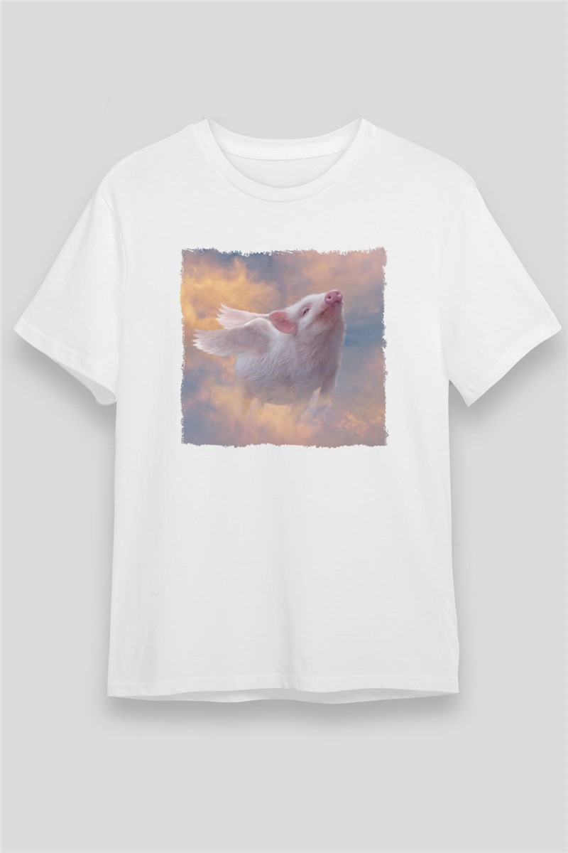 Unisex Print T-Shirt - White #373780