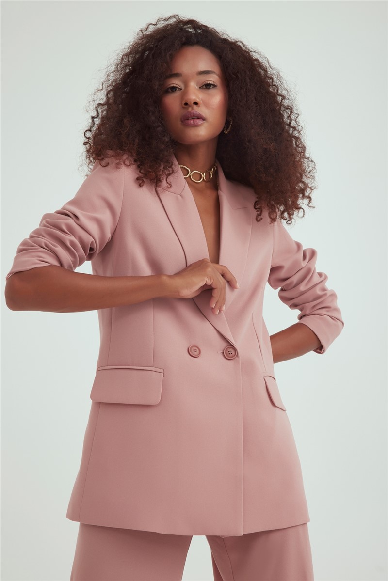 Sateen Women's Blazer Jacket - Dusty Pink #309327