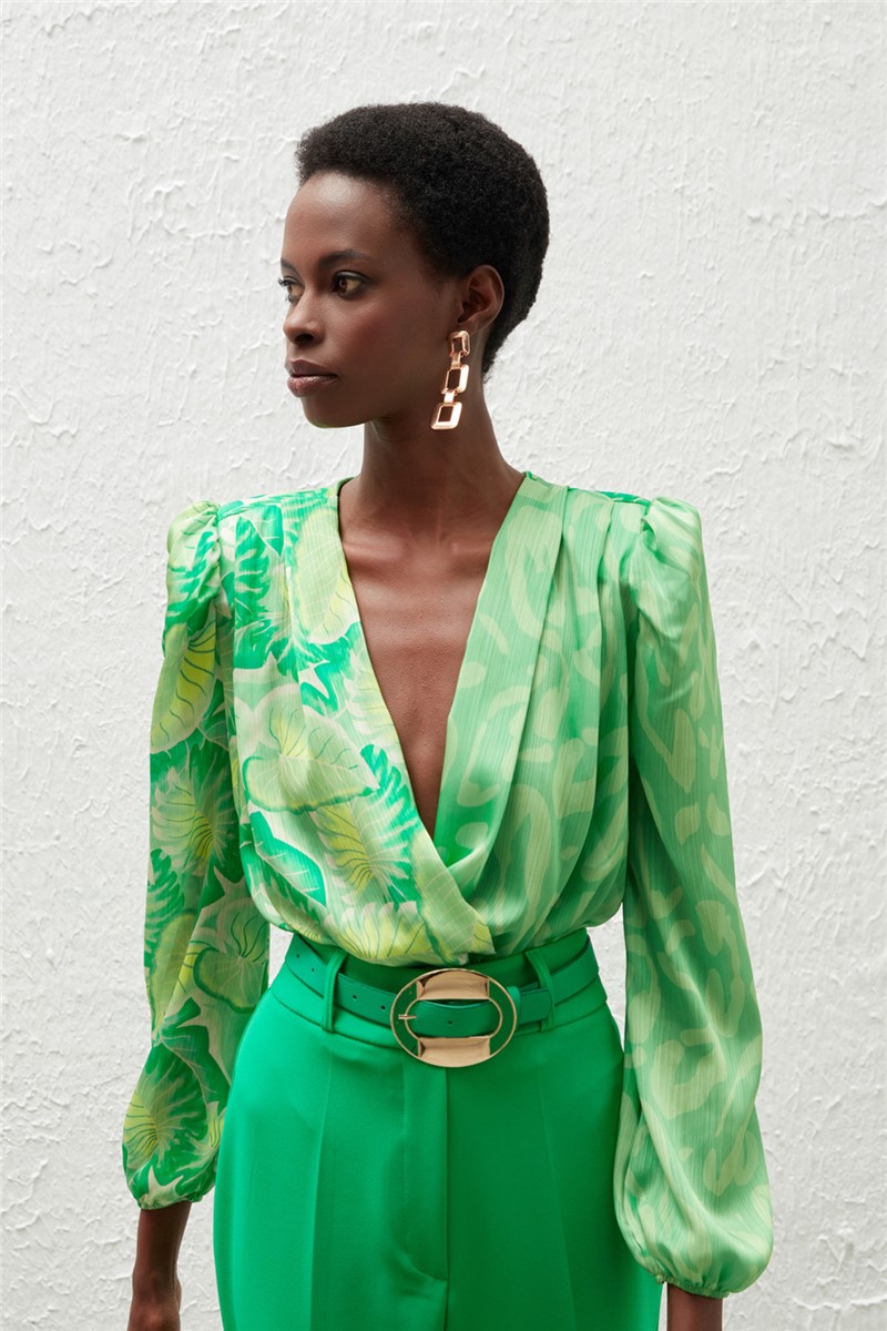 Women's patterned bodysuit - Green #369322