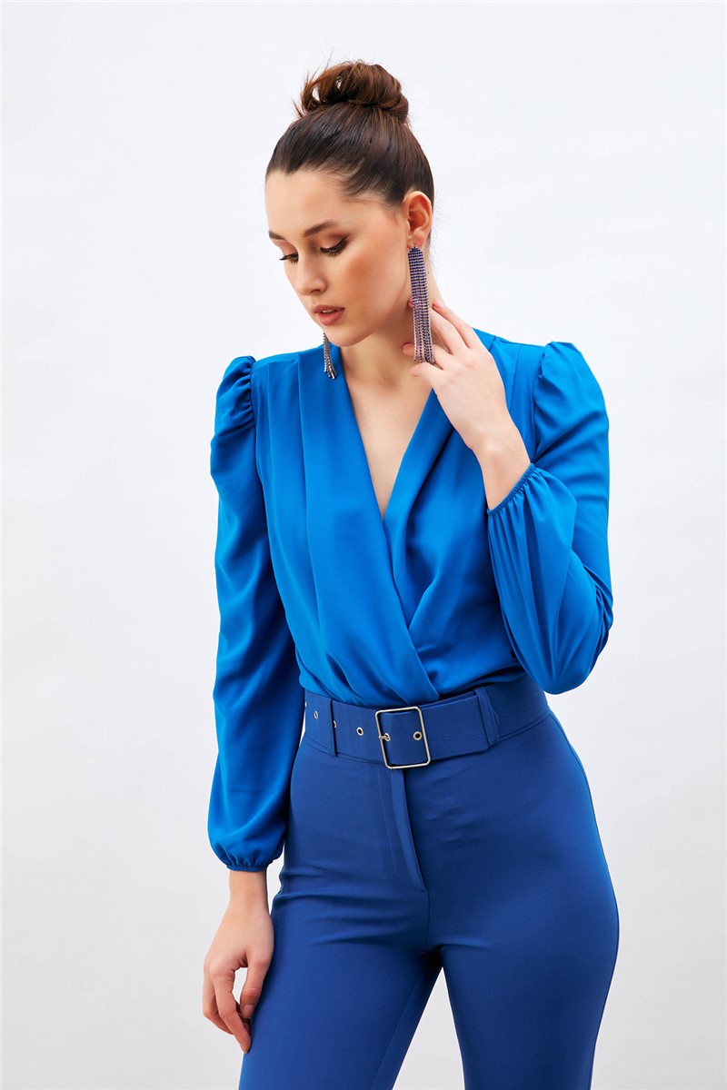 Women's bodysuit with puff sleeves - Bright Blue #369262