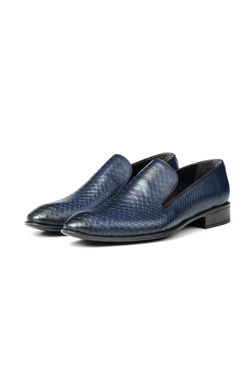Ducavelli Men's Real Leather Embossed Shoes - Blue #316879