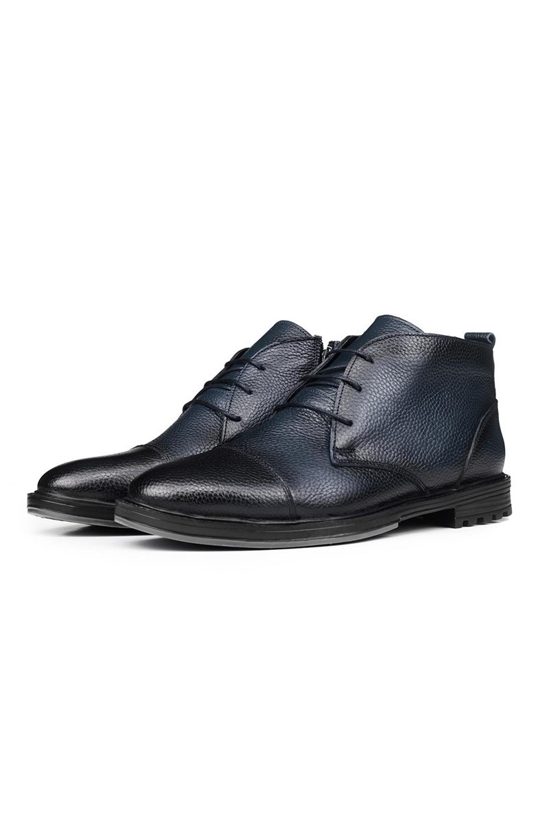 Ducavelli Men's Real Leather Chukka Boots - Dark Blue #316891