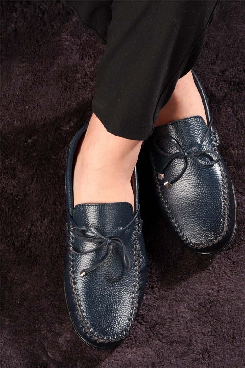 Ducavelli Men's Genuine Leather Loafers - Dark Blue #382190