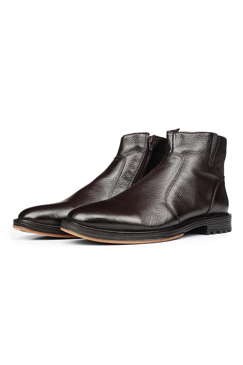 Ducavelli Men's Real Leather Boots - Dark Brown #316913