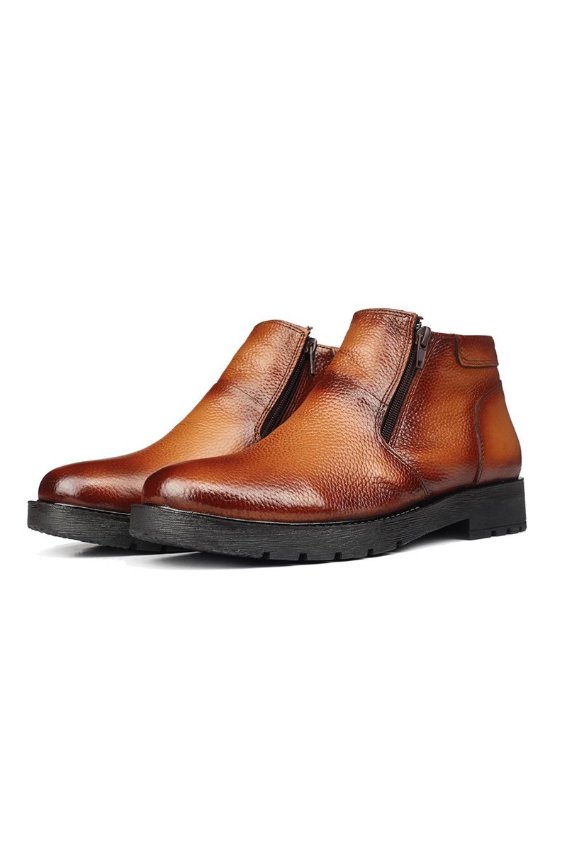 Ducavelli Men's Real Leather Half Zip Boots - Taba #316886