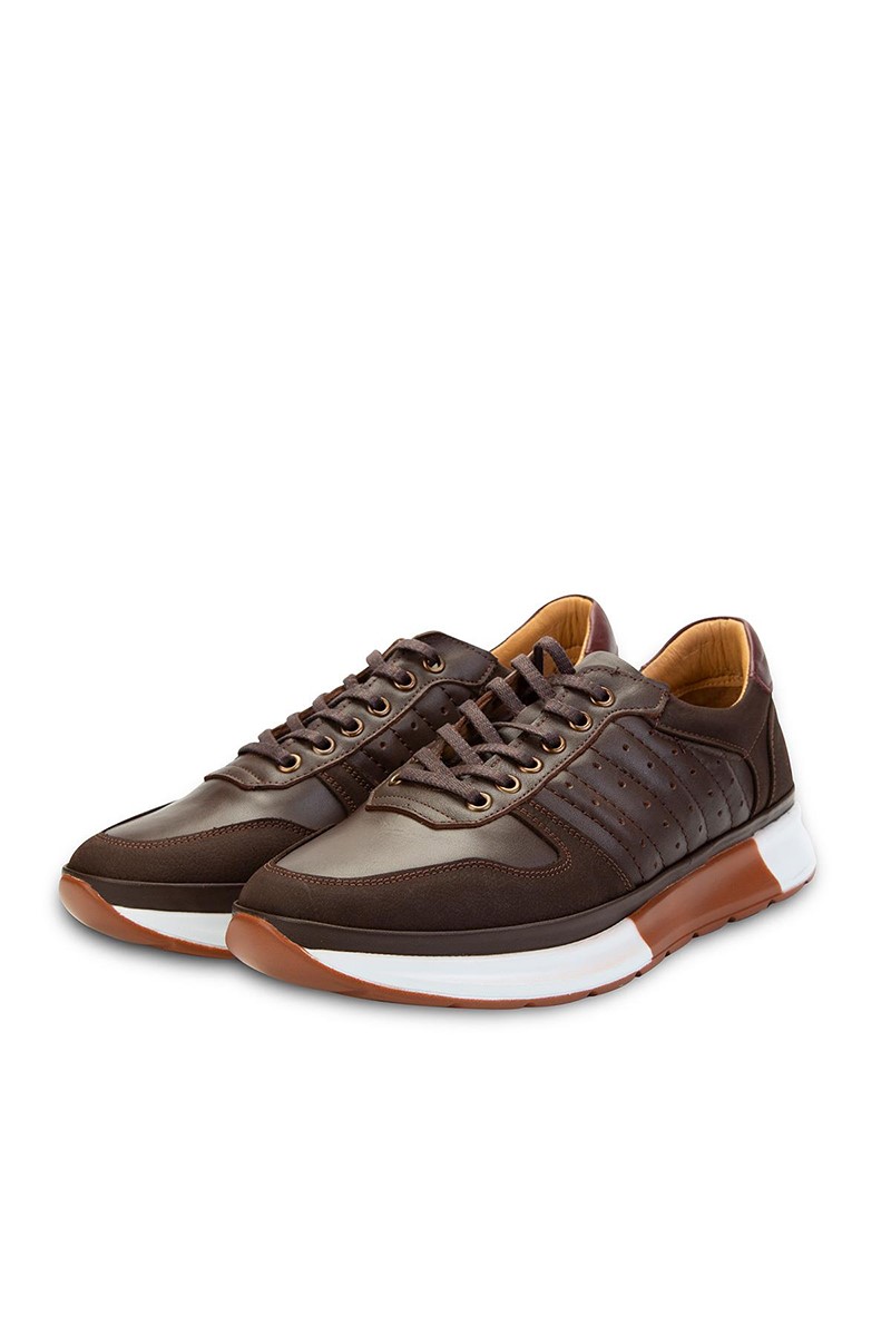  Ducavelli High Sapatos masculinos de couro genuíno - Marrom 308267