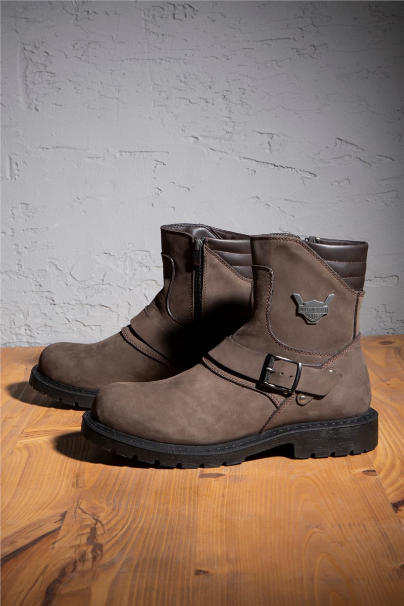 Ducavelli Men's Genuine Leather Boots - Dark Brown #363749
