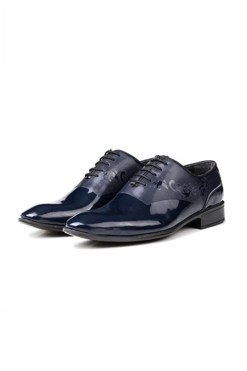 Ducavelli Men's Real Patent Leather Oxfords - Dark Blue #311478