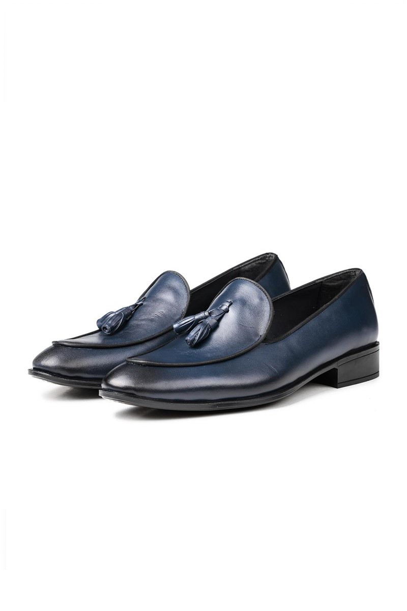 Ducavelli Men's Real Leather Tassel Loafers - Blue #311483
