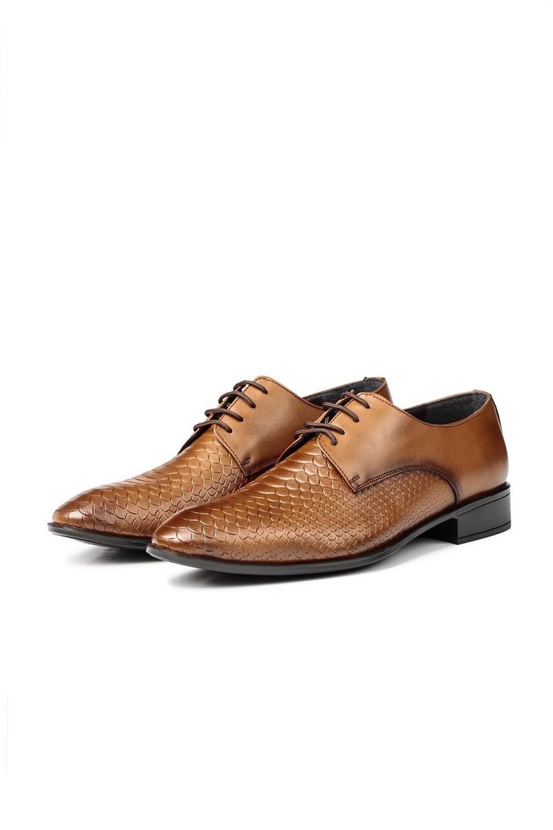 Ducavelli Men's Real Leather Embossed Shoes - Light Brown #311463
