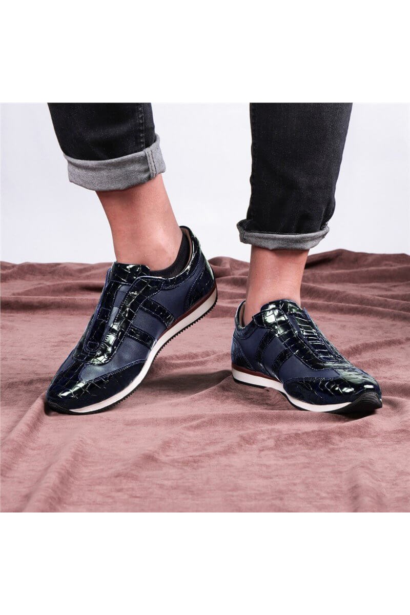 Sapatos masculinos de couro genuíno Ducavelli - Azul Escuro #326957
