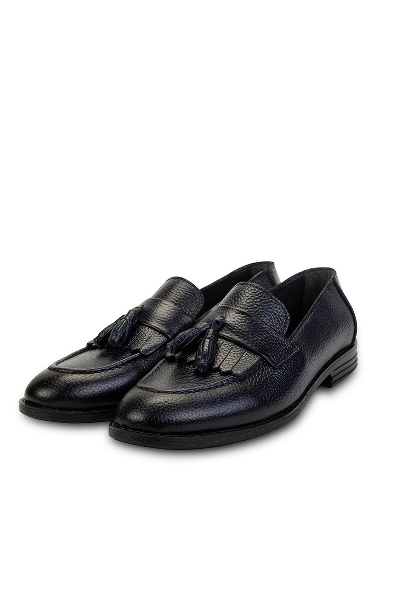 Ducavelli Men's Real Leather Tassel Kiltie Shoes - Dark Blue #308279