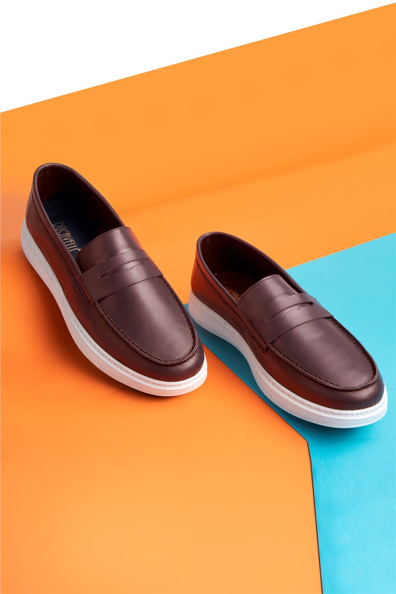 Sapatos masculinos de couro legítimo Ducavelli - marrom escuro #333191