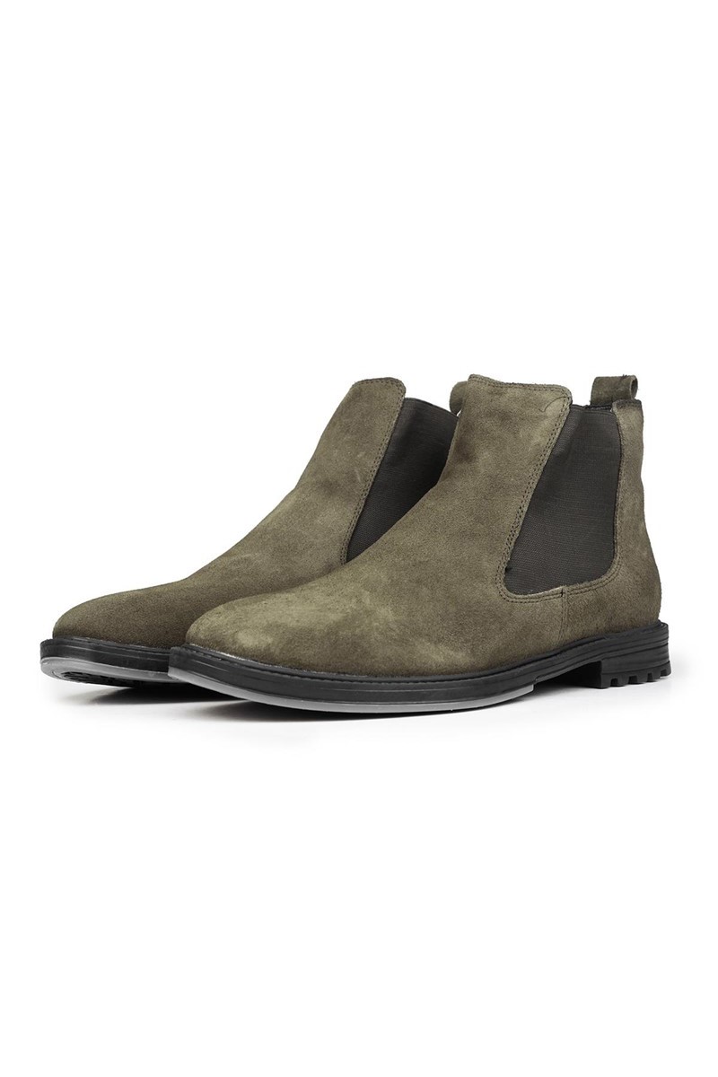 Ducavelli Men's Real Suede Chelsea Boots - Dark Green #316896