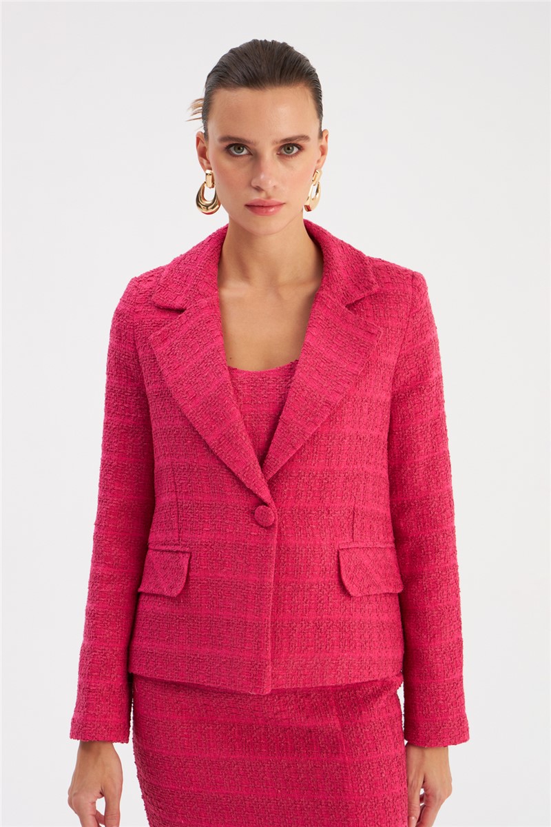 Women's jacket with outer pockets - Bright Pink #363428