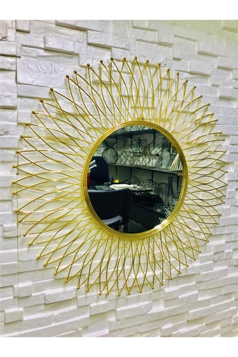 Ukrasno zidno ogledalo 80x80 cm - Zlatno #365624
