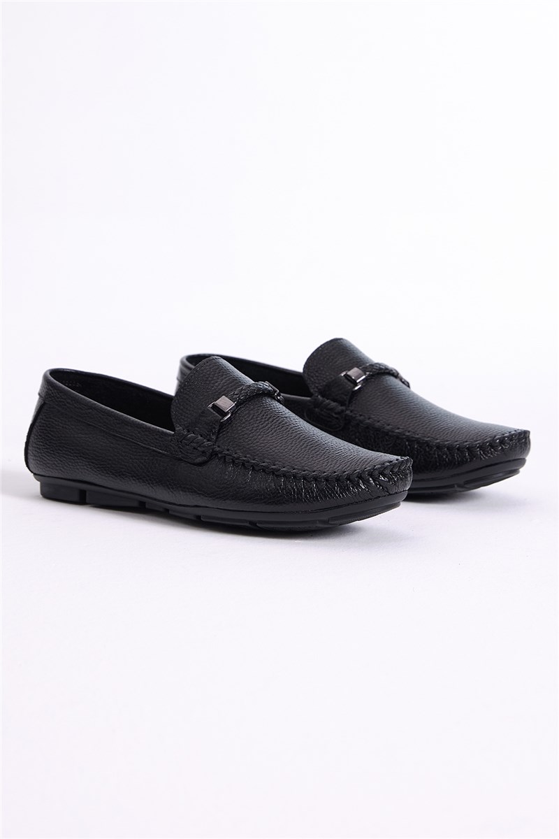 Men's genuine leather loafers - Black #401237