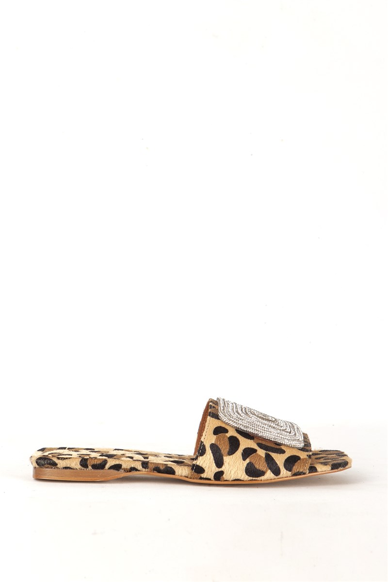 Pantofole da donna in vera pelle 7667 - Modello leopardato # 387437