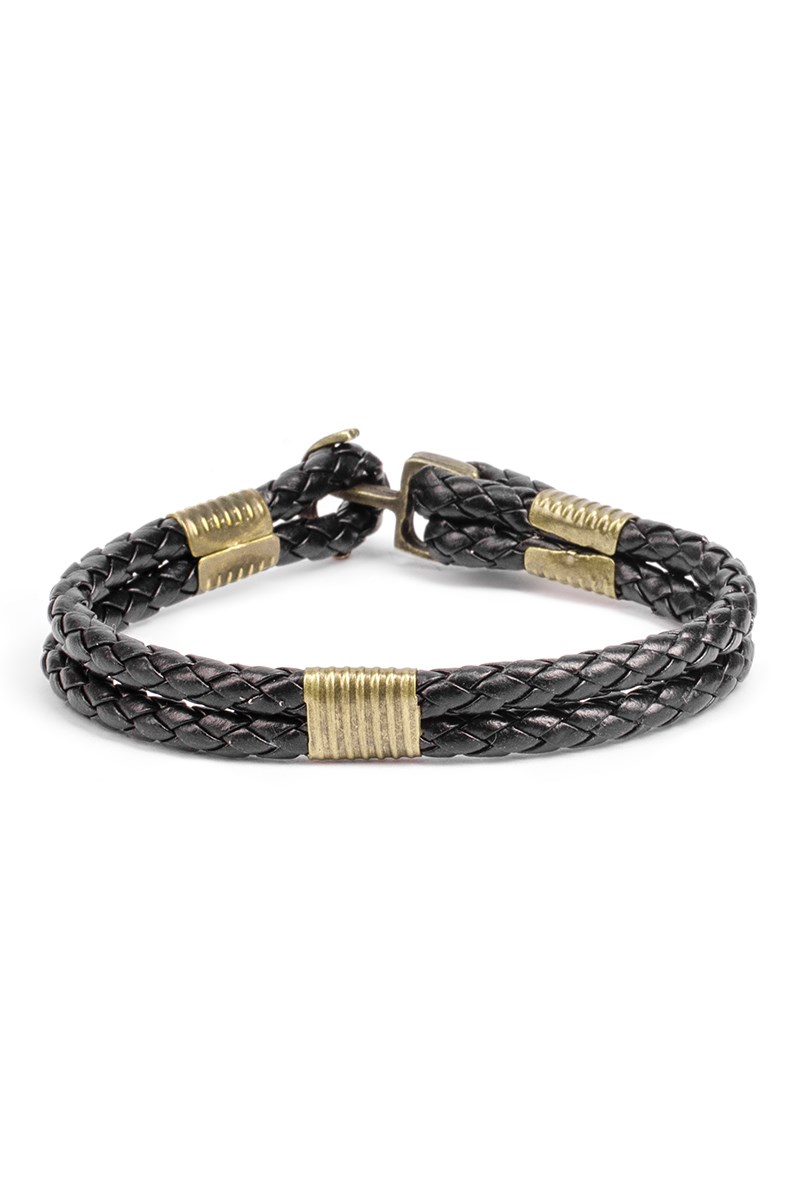 Pulseira masculina de couro - Preta 20230901025