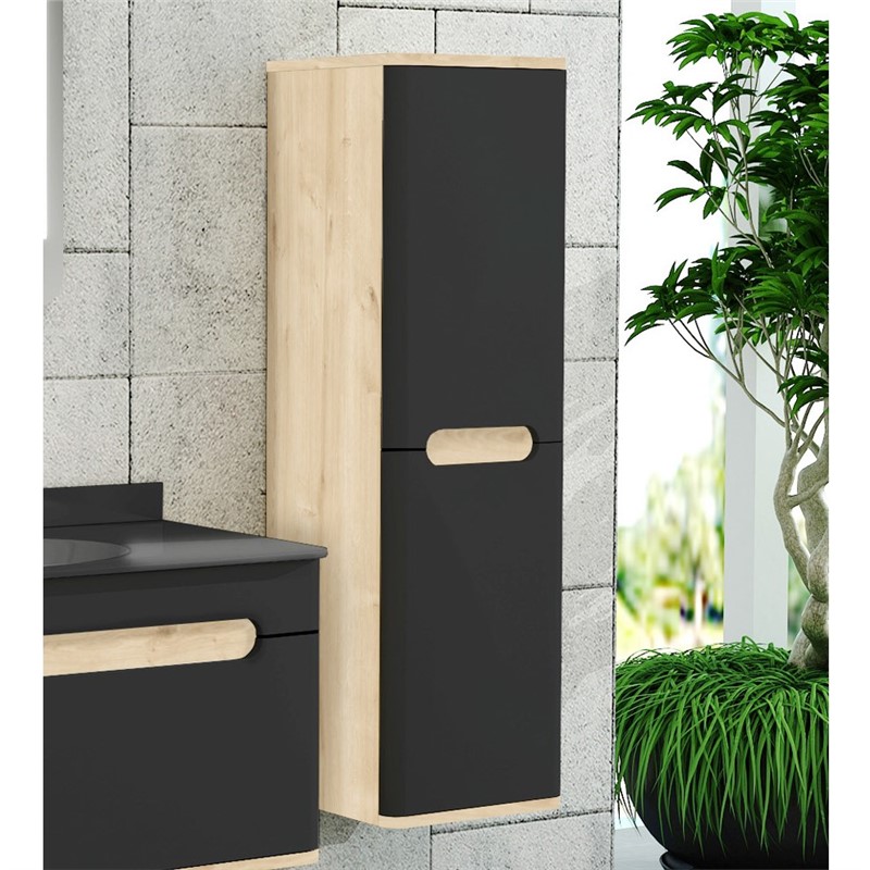 Emart Curve Bathroom Cabinet 35 cm - Oak-Black #356763