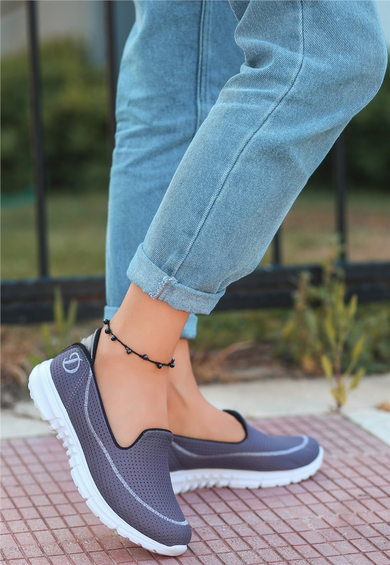 Ženske balerinke od tekstila - tamno sive #383639