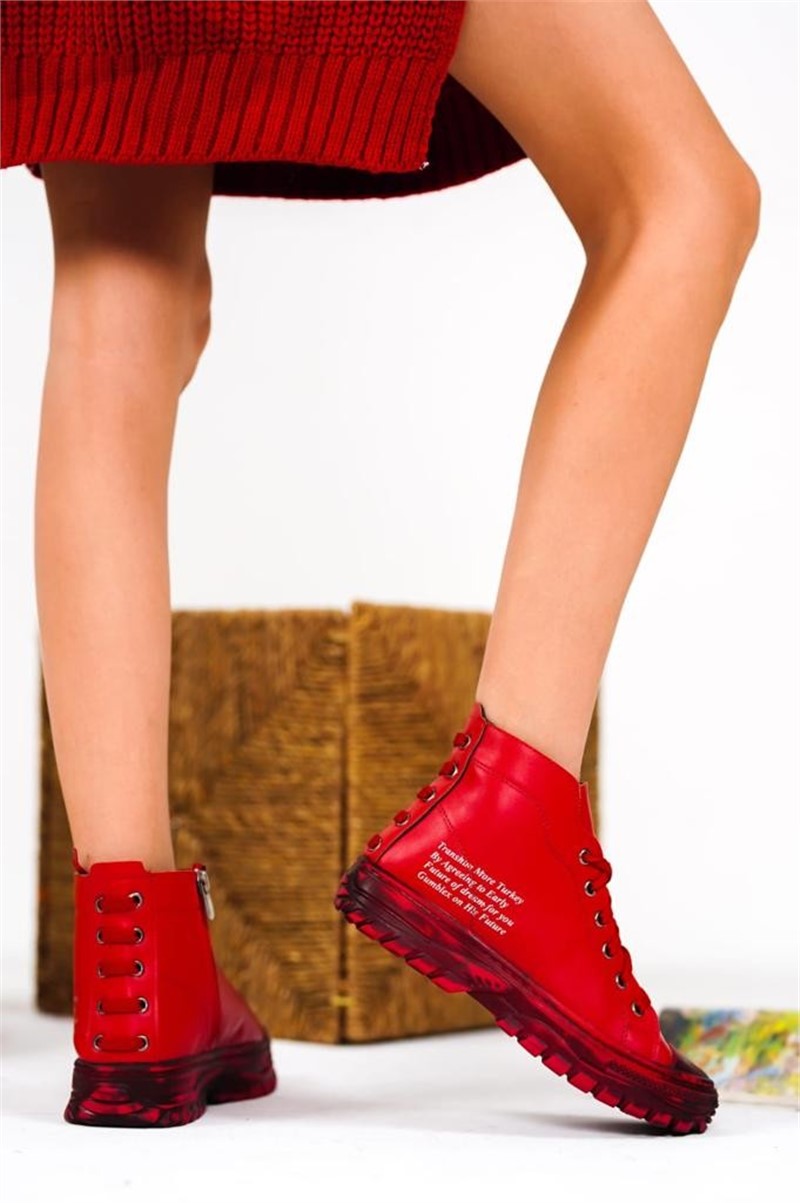 Ženske sportske cipele na vezanje - crvene #366598