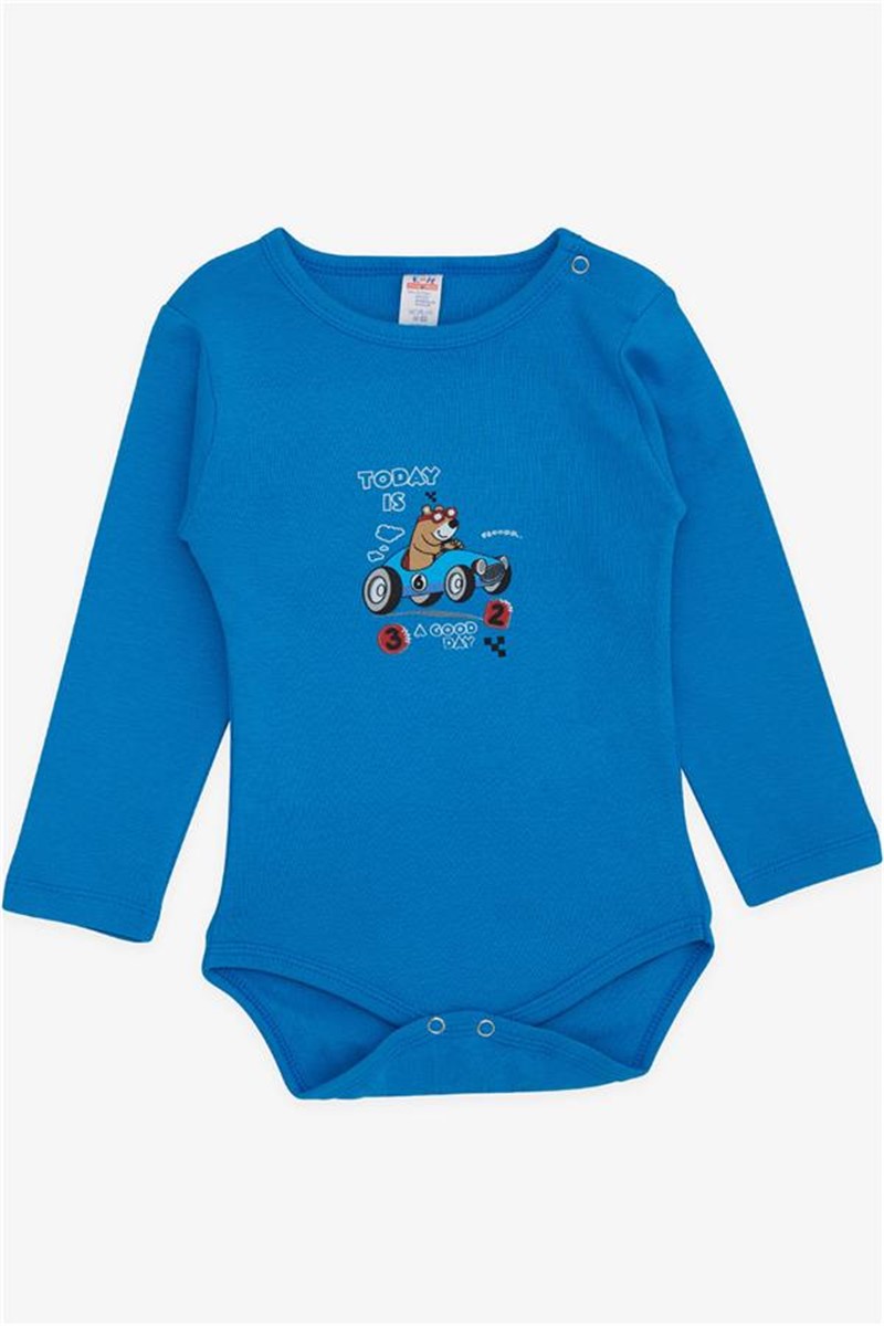 Baby Boy Snap Zipper Body Air Teddy Bear Stampato Saxe Blue (9 mesi-3 anni) #380775