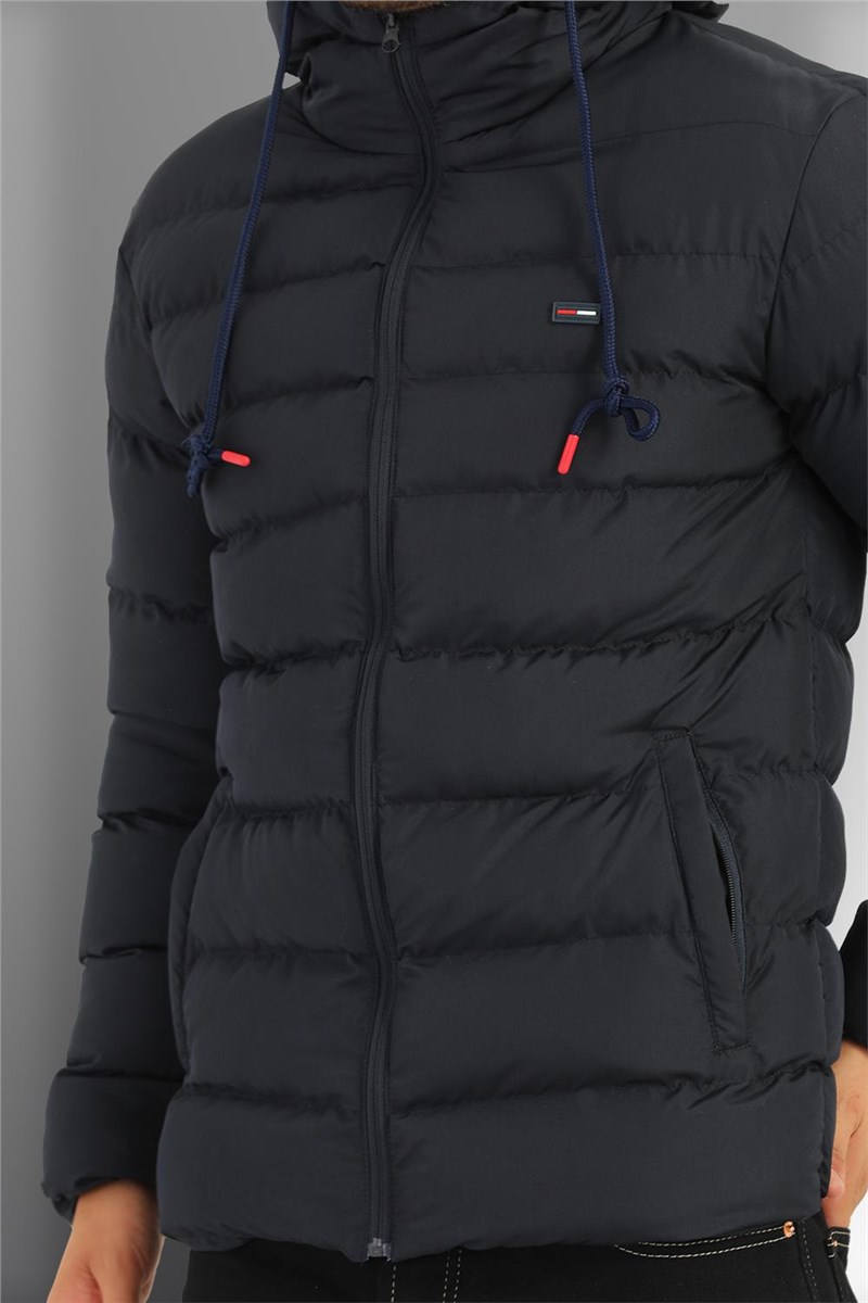 Jaqueta masculina impermeável à prova de vento com capuz RQDM-190 - Azul Marinho #409461