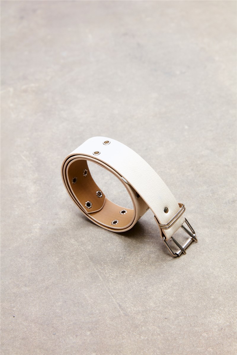 Belt with Silver Buckle - CREAM  #404688