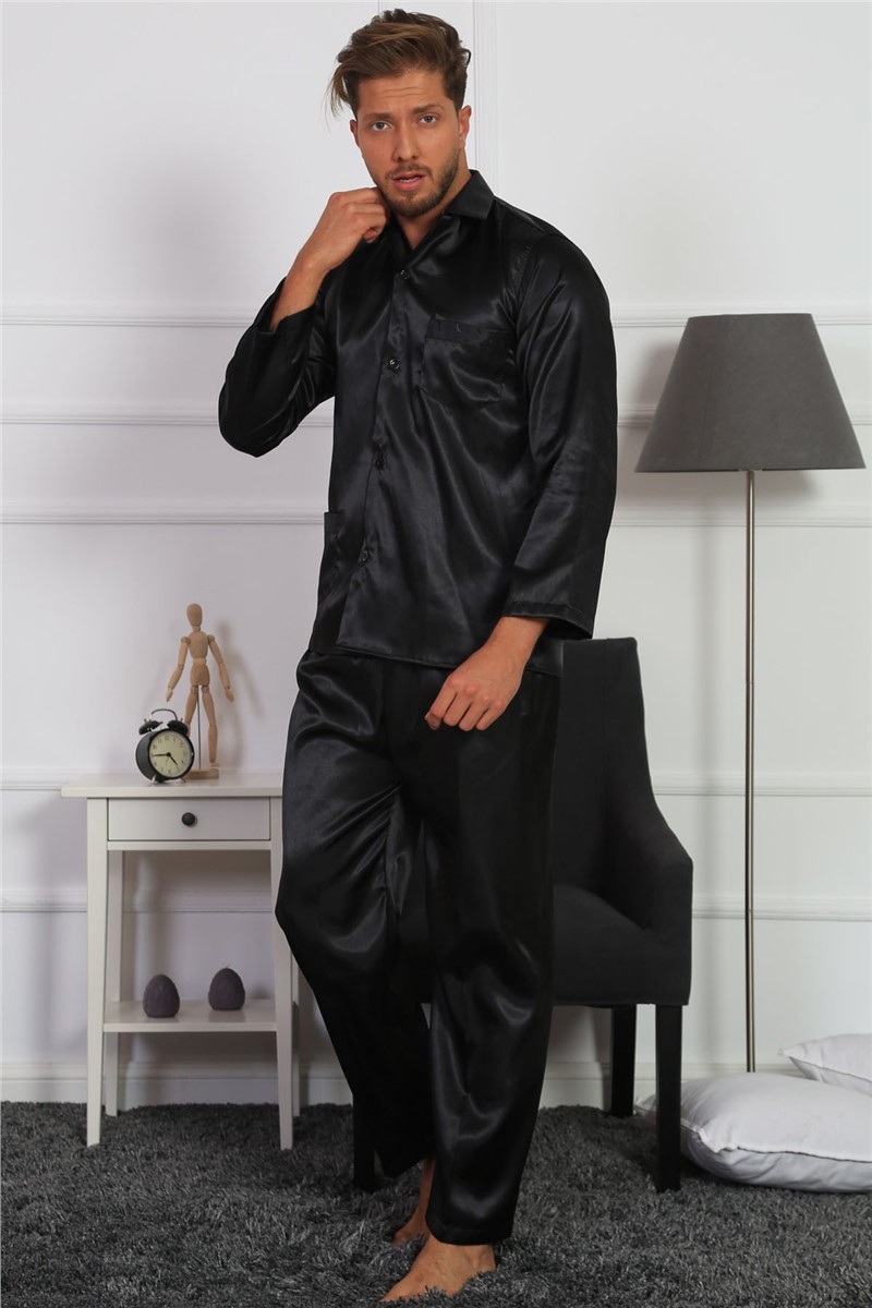 Men's satin pajamas - Black #322787