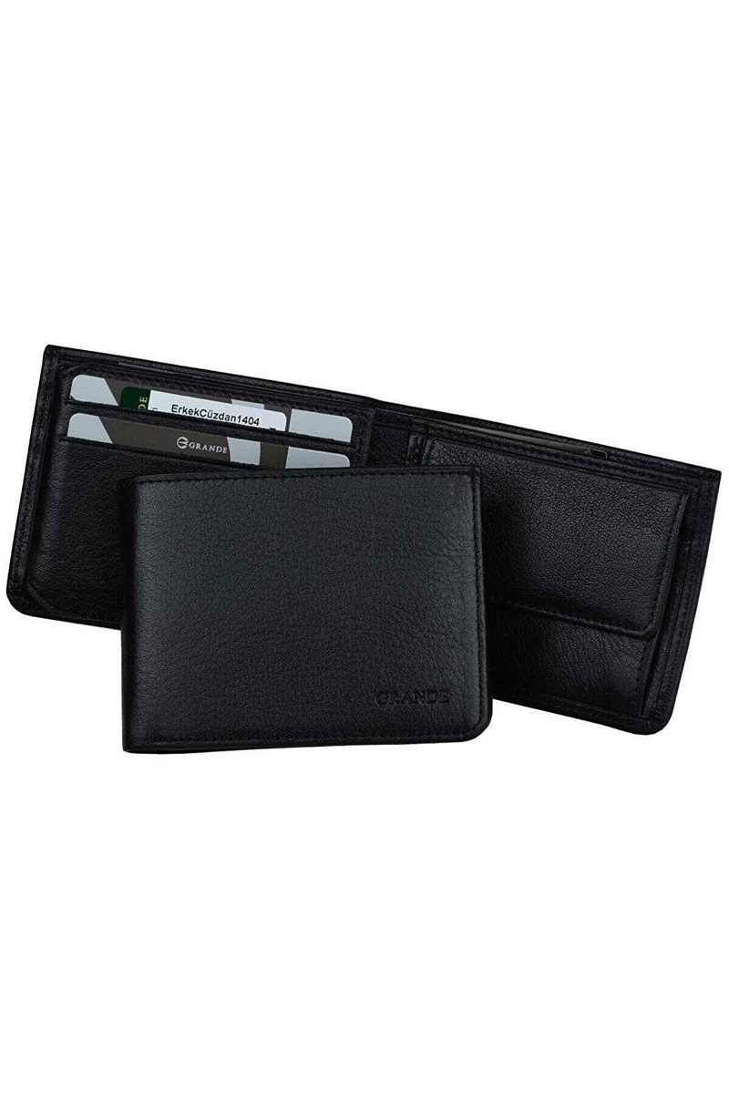 Men's leather wallet 1404 - Black #333976