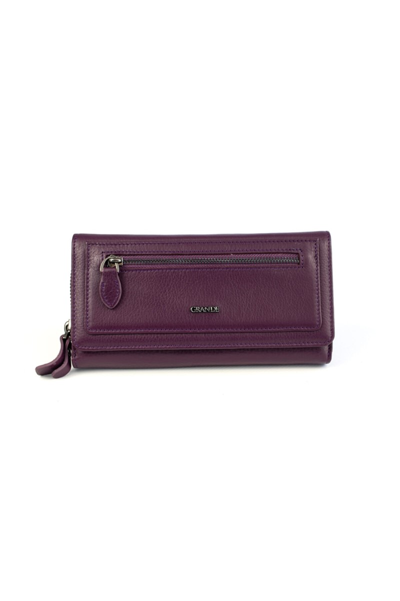 Women's purse made of genuine leather 2636 - Purple #334040