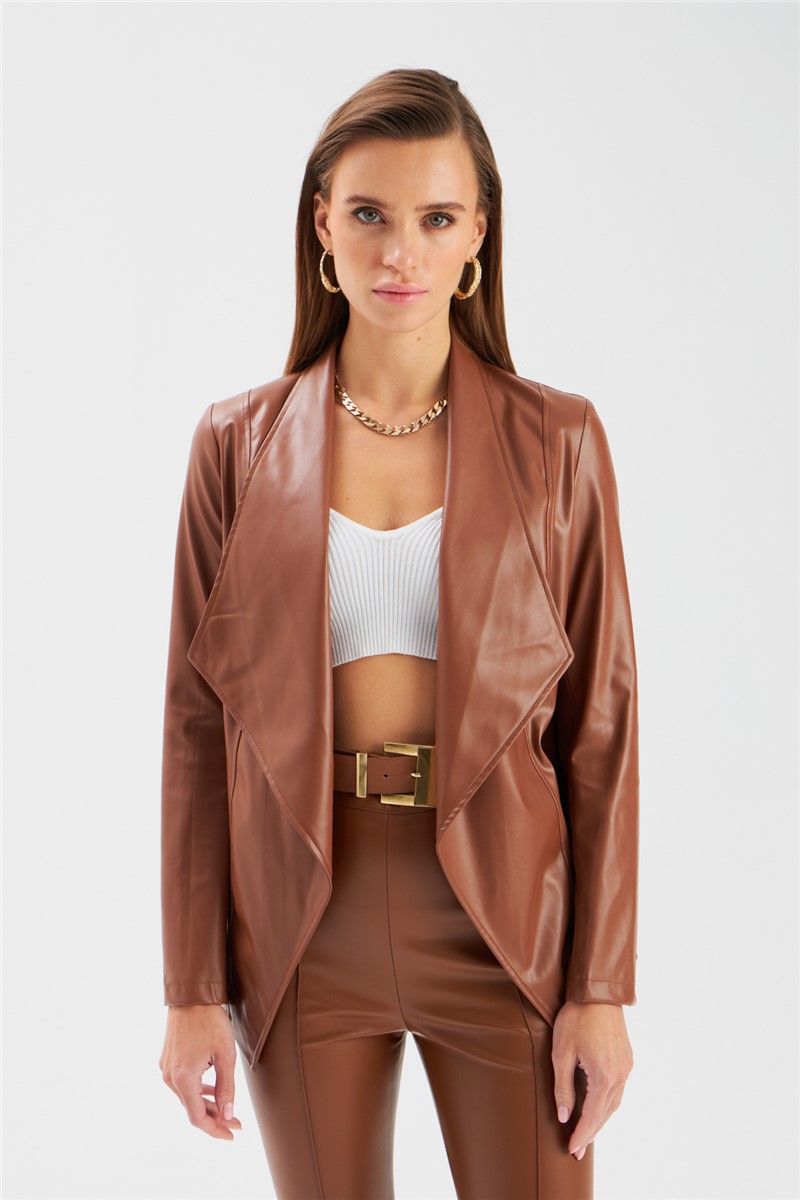 Damen Lederblazer - braun  #363442
