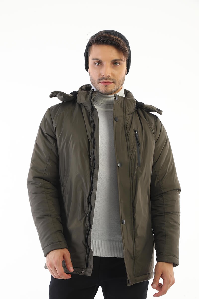 Giacca impermeabile da uomo con cappuccio staccabile e foderata in pile DP-160 - Verde #408307