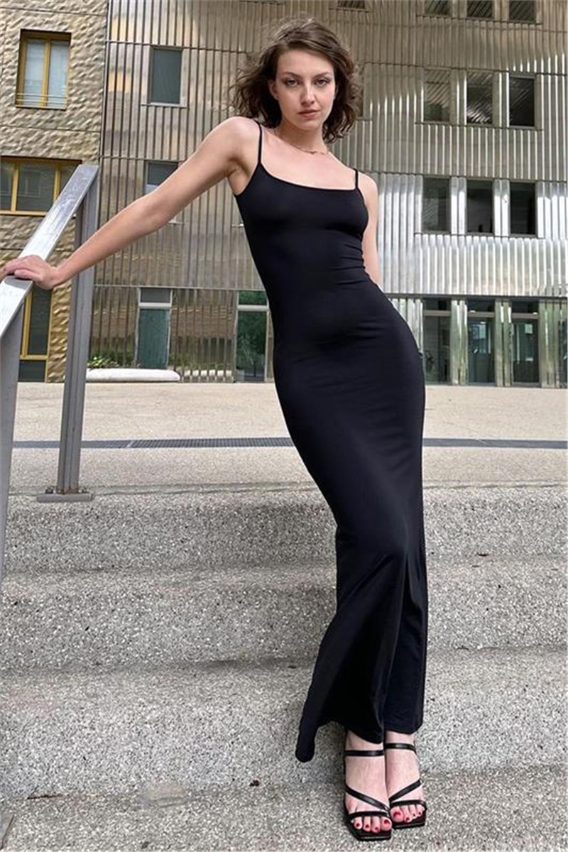 Women's Strappy Long Dress MG1852 - Black #395287