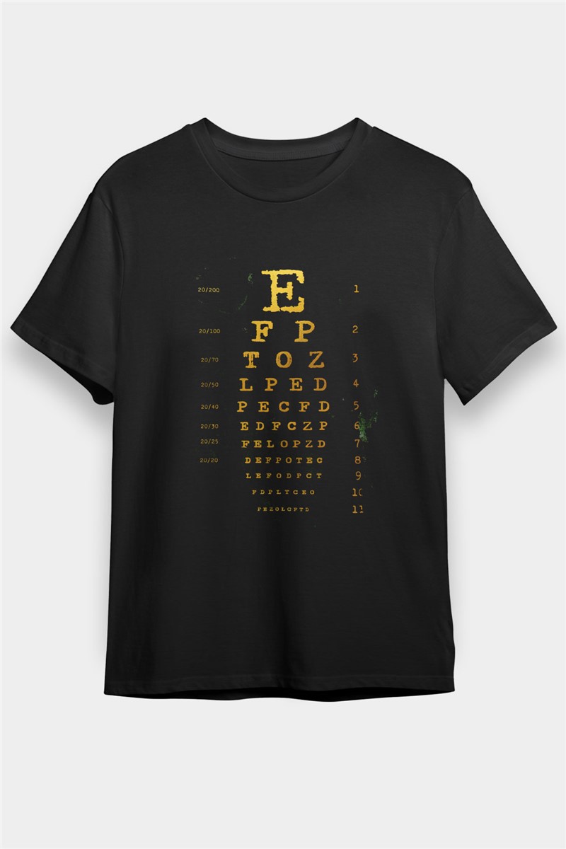 T-shirt nera unisex con stampa diagramma grafico degli occhi - Tshirt #378122
