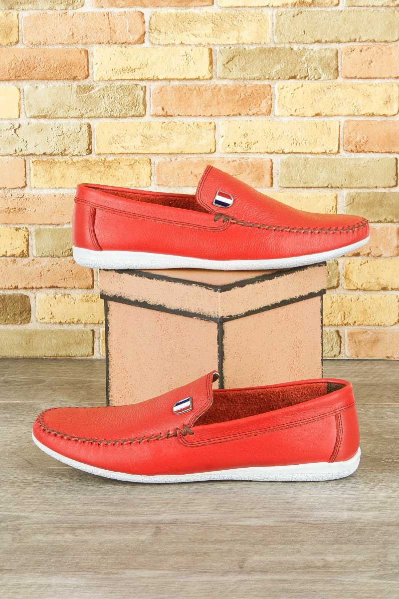 GPC Mocassins masculinos de couro legítimo  - Vermelho #9979114