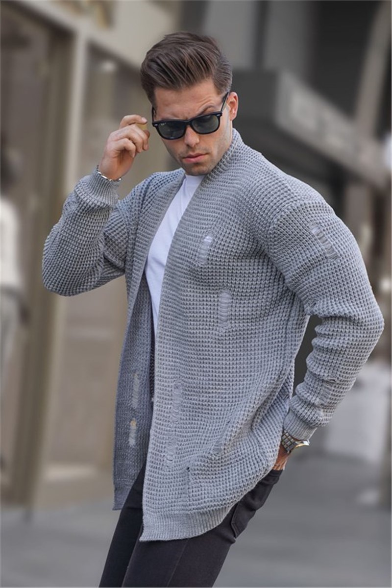 Cardigan in Maglia da Uomo 6309 - Grigio #362279