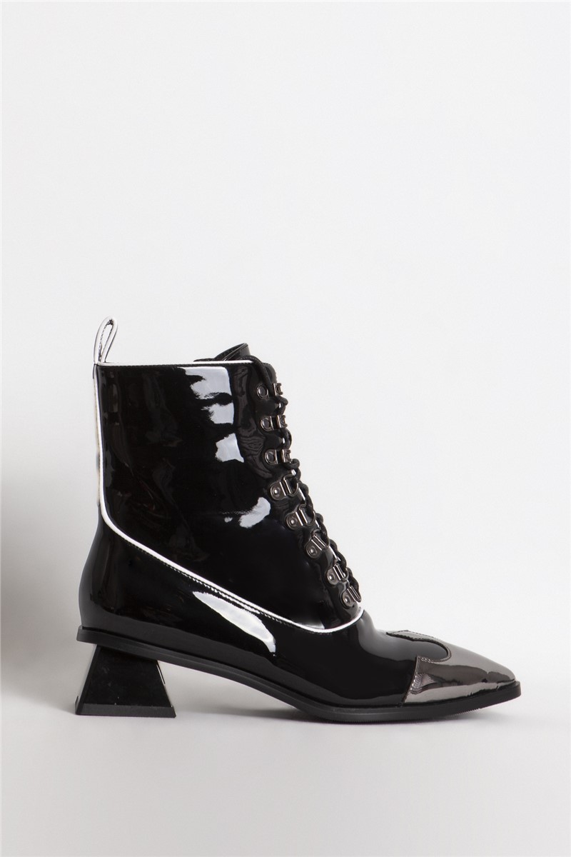 Women's Patent Leather Boots 127 - Black #365509