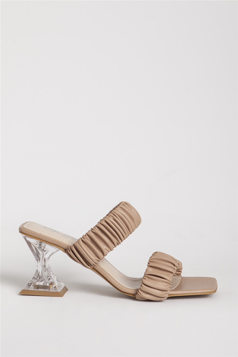 Women's sandals with heel 508 - Beige #329506