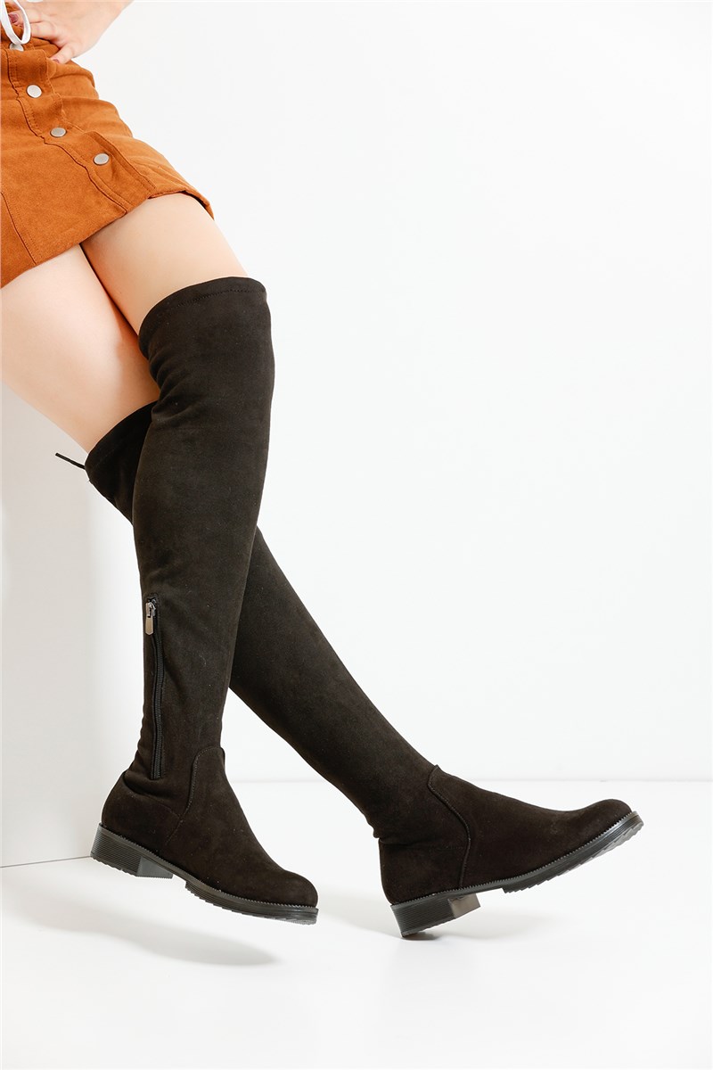 Botas Femininas de Camurça STÇ01 - Pretas #403892